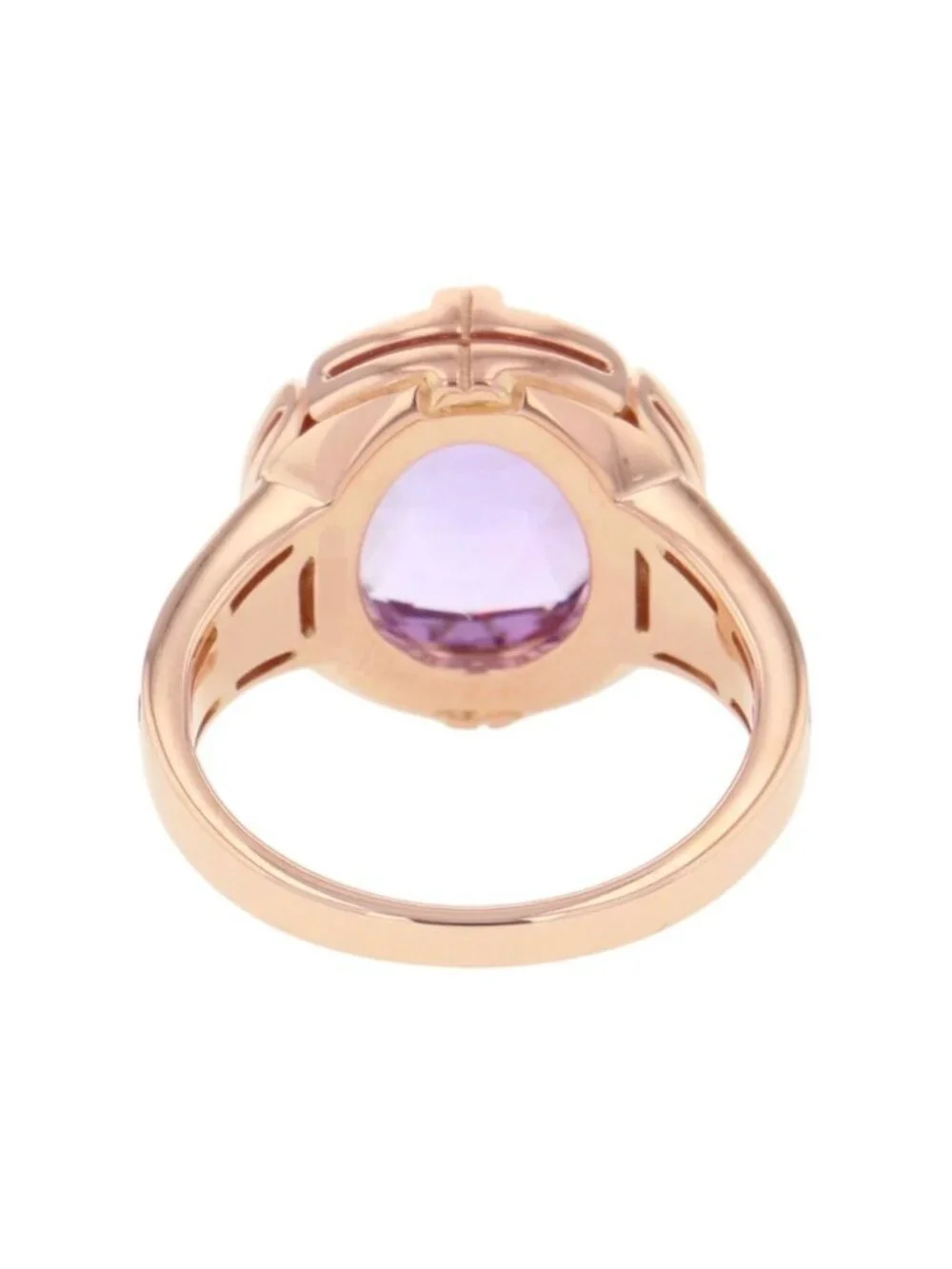 Bvlgari Ring Parentesi Cocktail Amethyst Diamond 18k Pink Gold